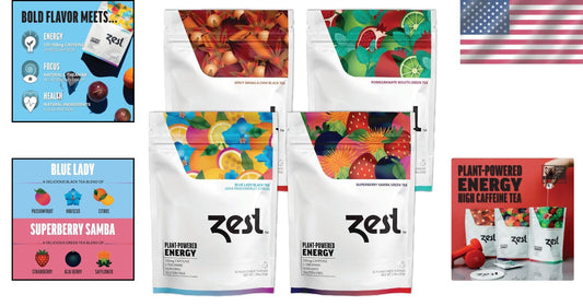 High Caffeine Energy Tea Sampler - Keto-Friendly 80 Bags of Black & Green Tea