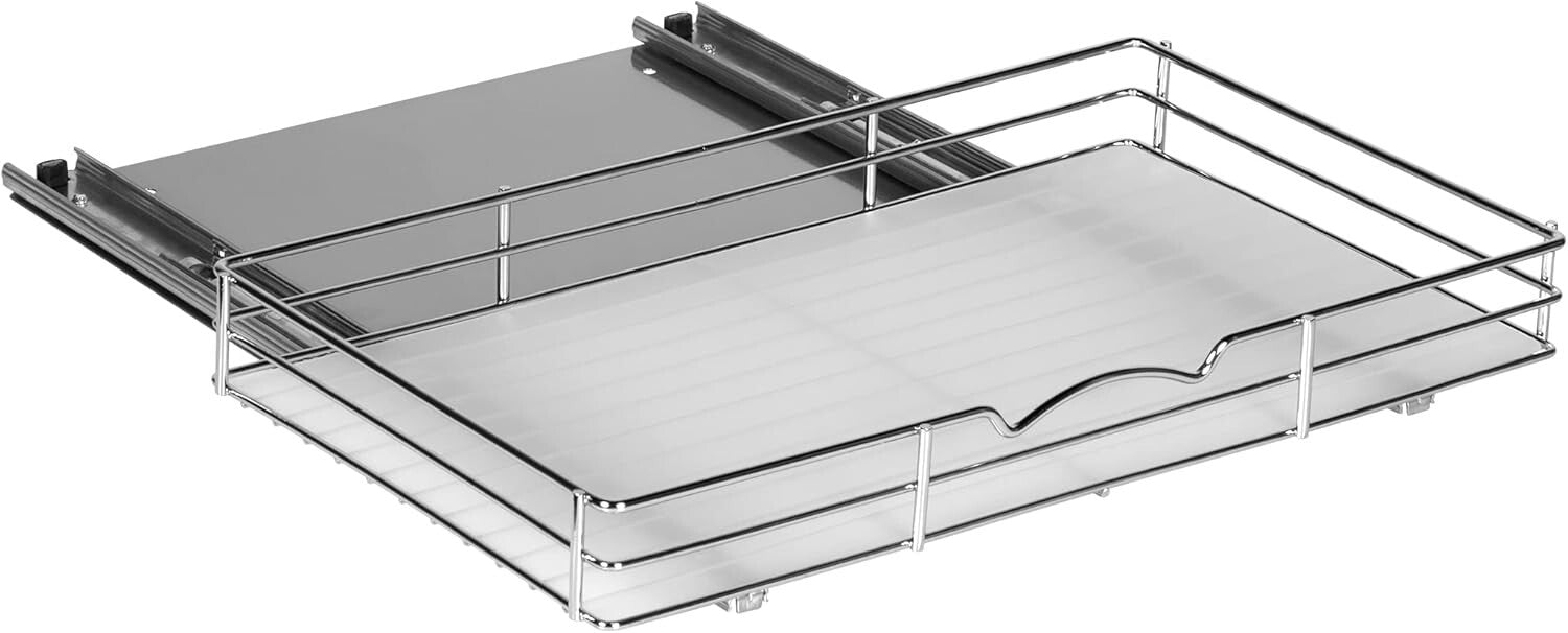 Durable Chrome Pull-Out Spice Organizer - Perfect for Narrow Kitchen Cabinets