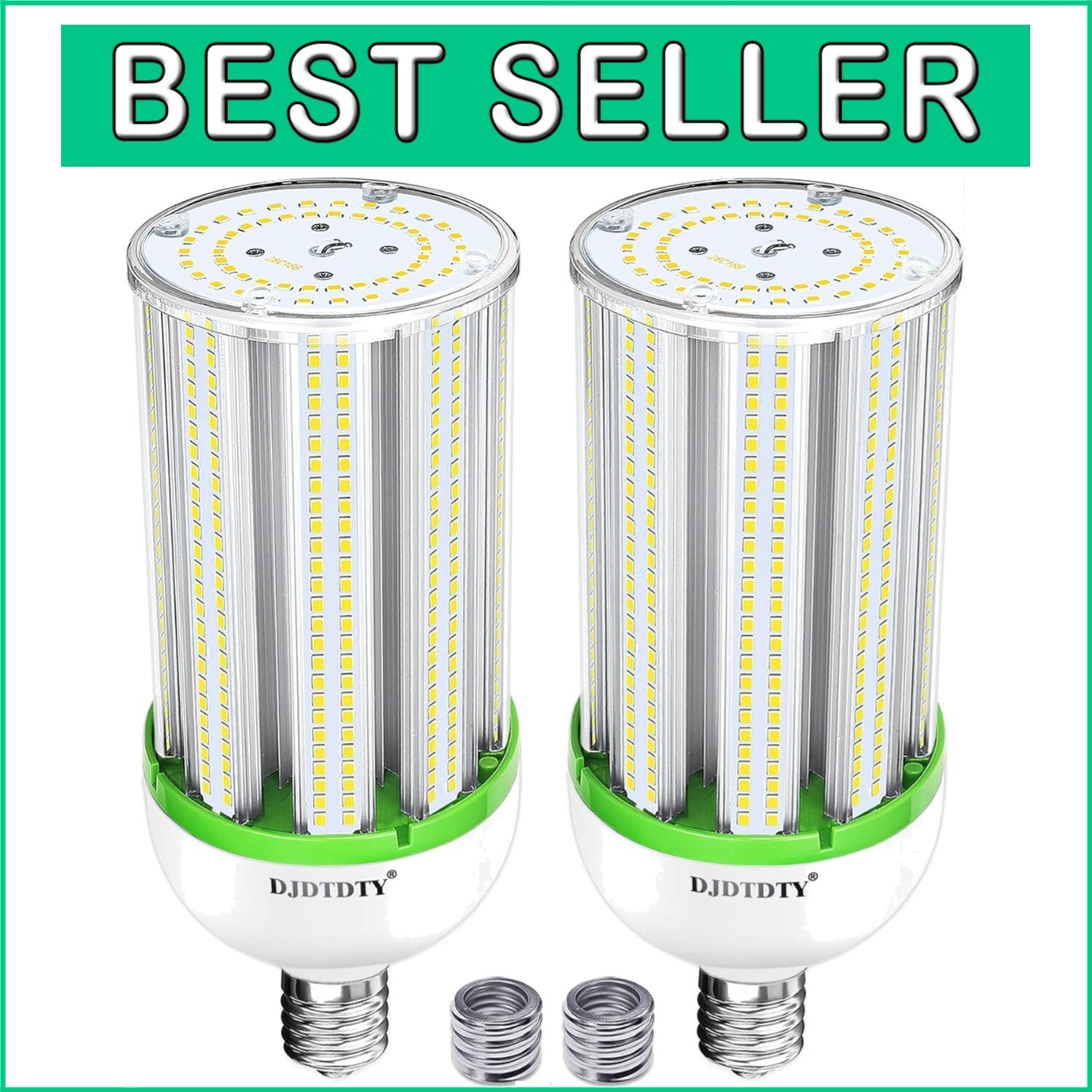 100W LED Corn Bulbs - 2-Pack, E26/E39 for Commercial Use, 15000 Lumens, 5000K