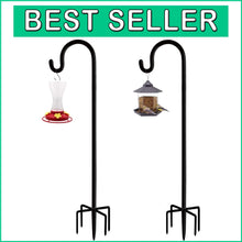 Load image into Gallery viewer, Adjustable Outdoor Shepherd Hook Stand with 5 Prong Base – 108 Inches Tall