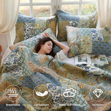 Load image into Gallery viewer, Sage King Size Comforter Set - 100% Cotton Quilted Bedding with Pillow Shams