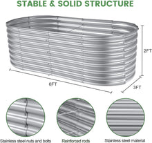 Load image into Gallery viewer, 6×3×2ft Galvanized Raised Garden Bed - Durable Oval Planter for Vegetables