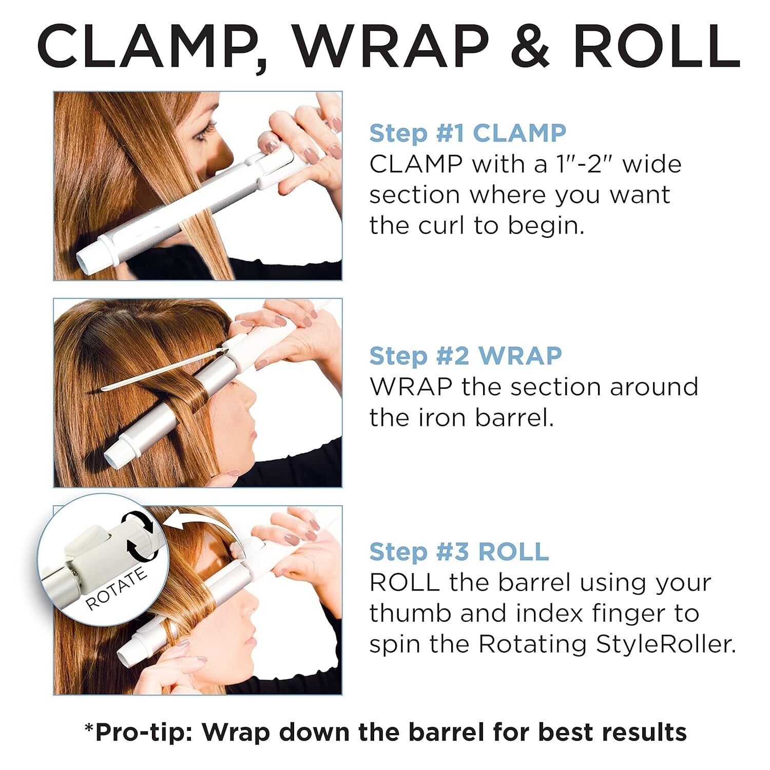 Quick Styling Rotating Curling Wand - 440°F with Automatic Shut-Off Feature