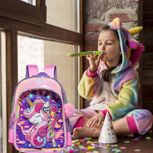Load image into Gallery viewer, Lightweight &amp; Adjustable Unicorn Backpack for Girls with Lunch Box &amp; Pencil Case
