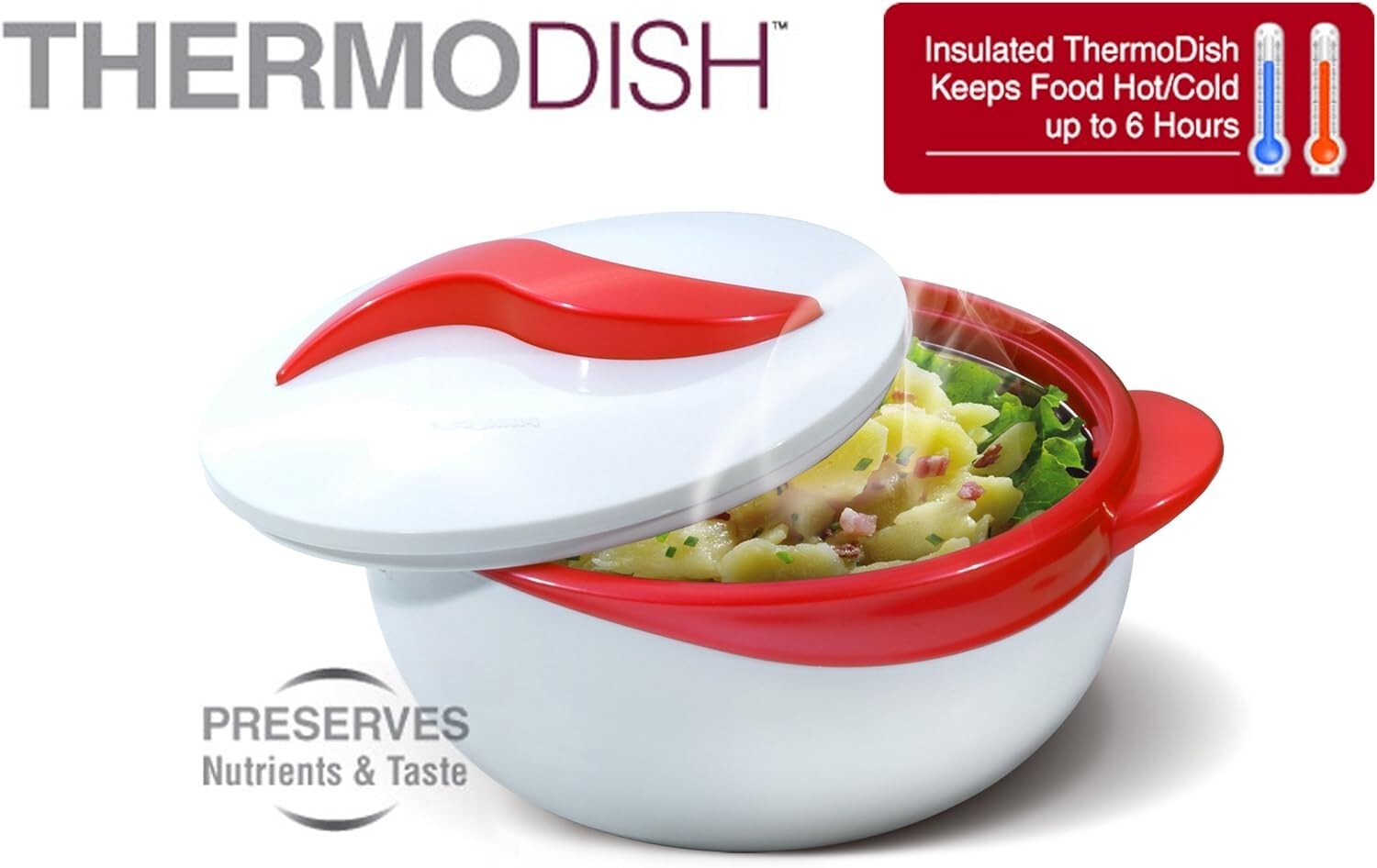 Elegant Insulated Casserole Dish Set 3 pc. - Red Stainless Steel Hot Food Warmer