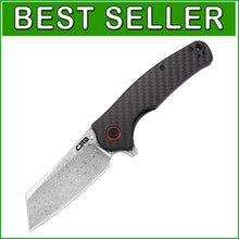 Load image into Gallery viewer, Stylish Rose Damascus Folding Knife with Cleaver Blade and Carbon Fiber Grip