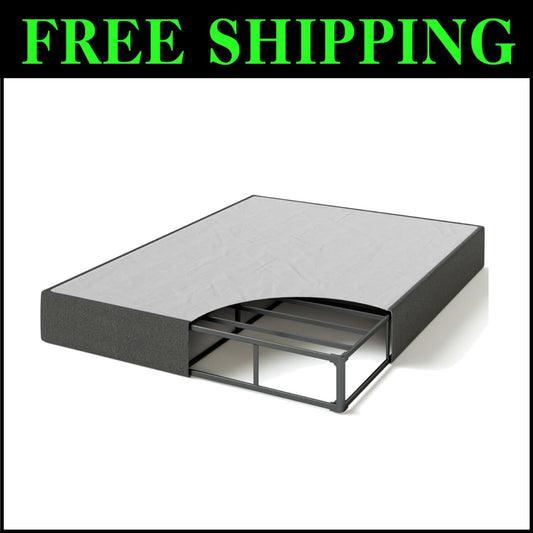 Quick Assembly Full Size 9-Inch Mattress Foundation - Durable Grey Steel Frame