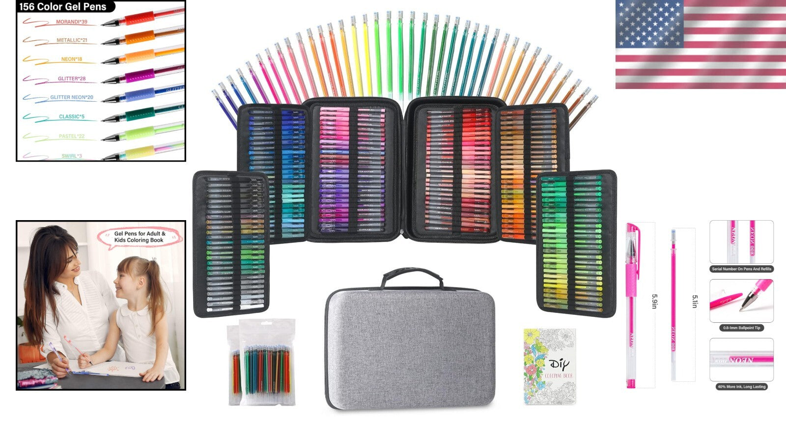 Ultimate 312 Count Glitter Gel Pens with 40% More Ink - Ideal Art Supplies