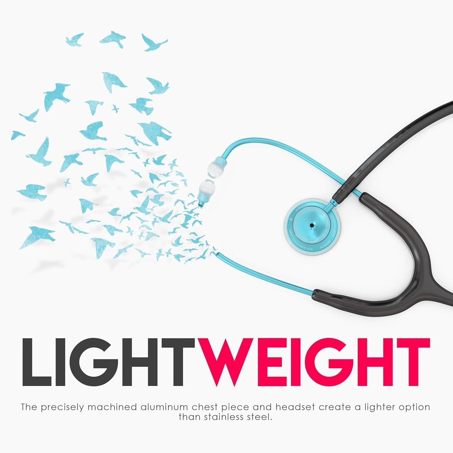 Acoustica Lightweight Dual Head Stethoscope for Doctors and Nurses - Aqua/Black