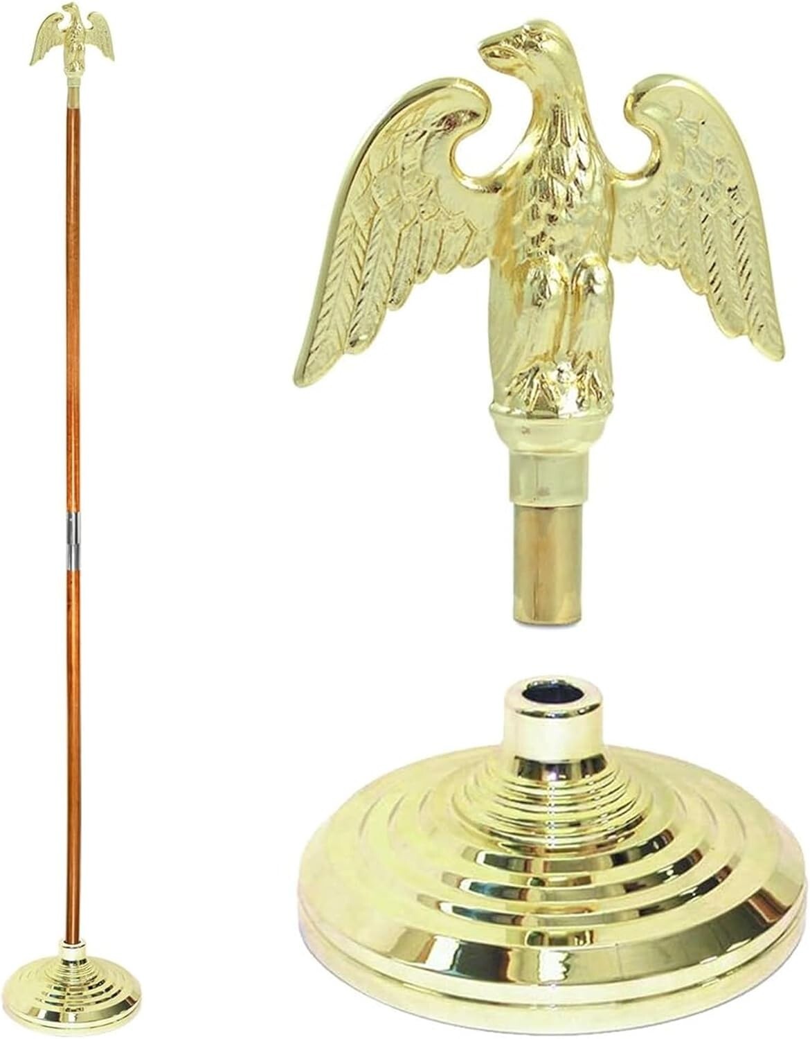 Premium Aluminum Indoor Flagpole Kit - 7ft with Brass Finish and Custom Toppers