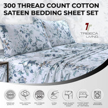Load image into Gallery viewer, Traditional Floral King Bed Sheet Set: 300-Thread Count Cotton with Deep Pockets