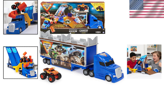 Exclusive El Toro Loco Monster Truck and Transforming Hauler Playset for Ages 4+