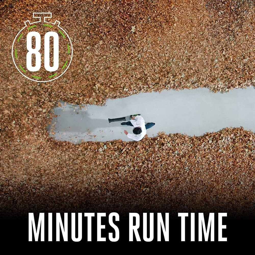 Lightweight Handheld Leaf Blower, 670 CFM, Up to 80 Minutes Runtime with Battery