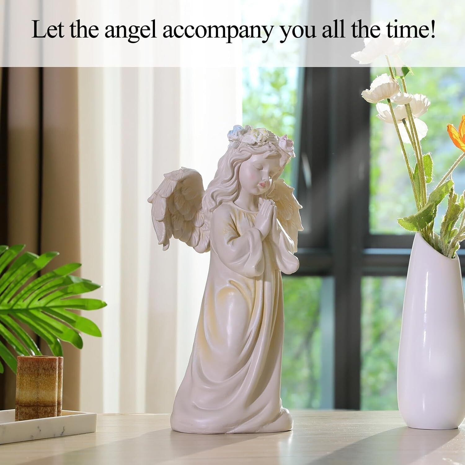 Solar Angel Garden Statue - Waterproof Praying Angel Figurine for Outdoor Decor