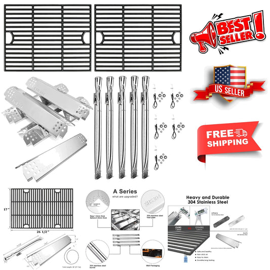 304 Stainless Steel Replacement Parts for Nexgrill 5 Burner Models - Durable