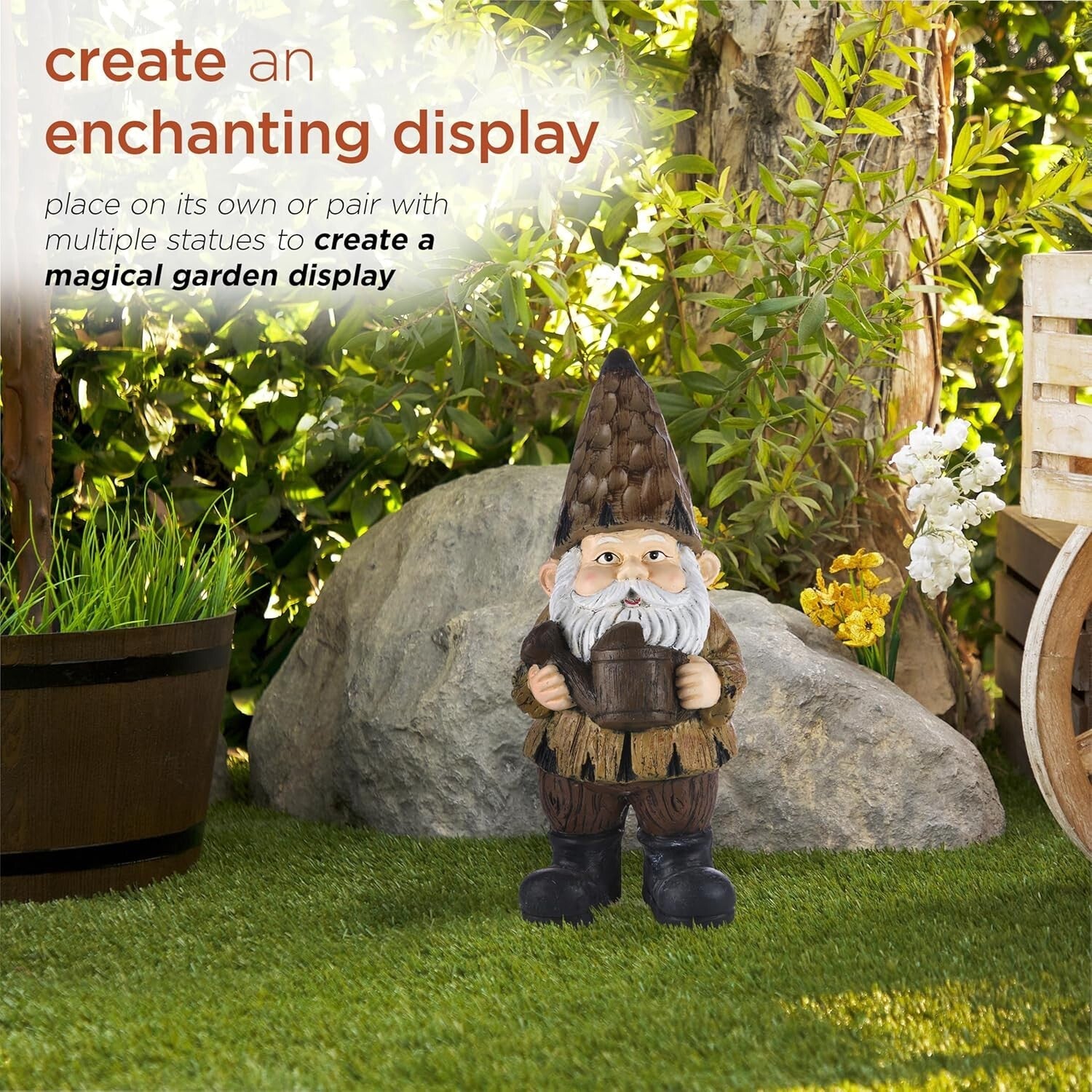 Charming 16" Indoor/Outdoor Gnome with Watering Can - Whimsical Garden Decor