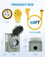 Load image into Gallery viewer, User-Friendly 50 Amp Extension Cord &amp; Power Inlet Box Combo: Safe &amp; Reliable