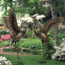 Load image into Gallery viewer, Freestanding Metal Crane Statues - Realistic Garden Art for Outdoor Elegance