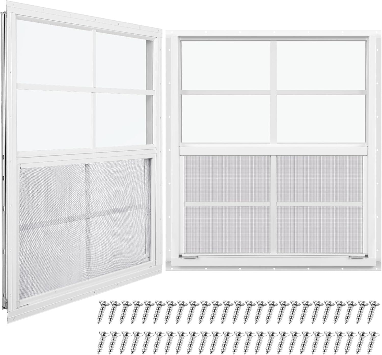 Versatile 24'' x 27'' Flush Mount Shed Windows with Easy Install Screws - 2 Pack