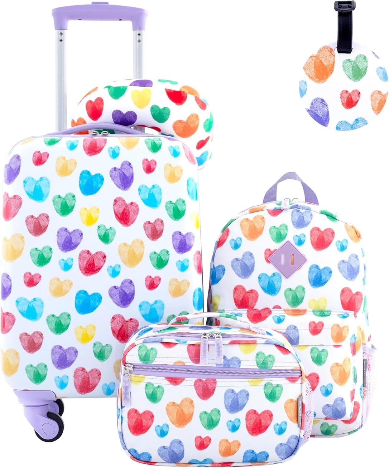 Bright 5 Piece Kids' Luggage Set: Easy Maneuvering with Carry-On & Backpack