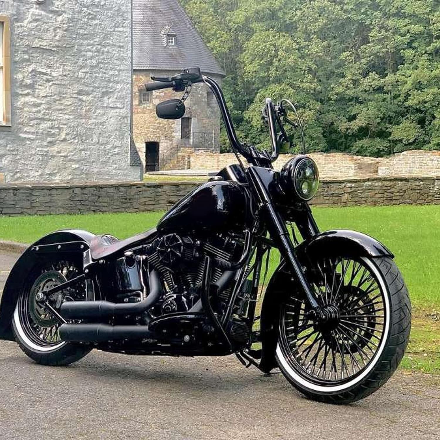 Enhanced 8mm Black Convex Motorcycle Mirrors - Perfect for Custom Harley Builds