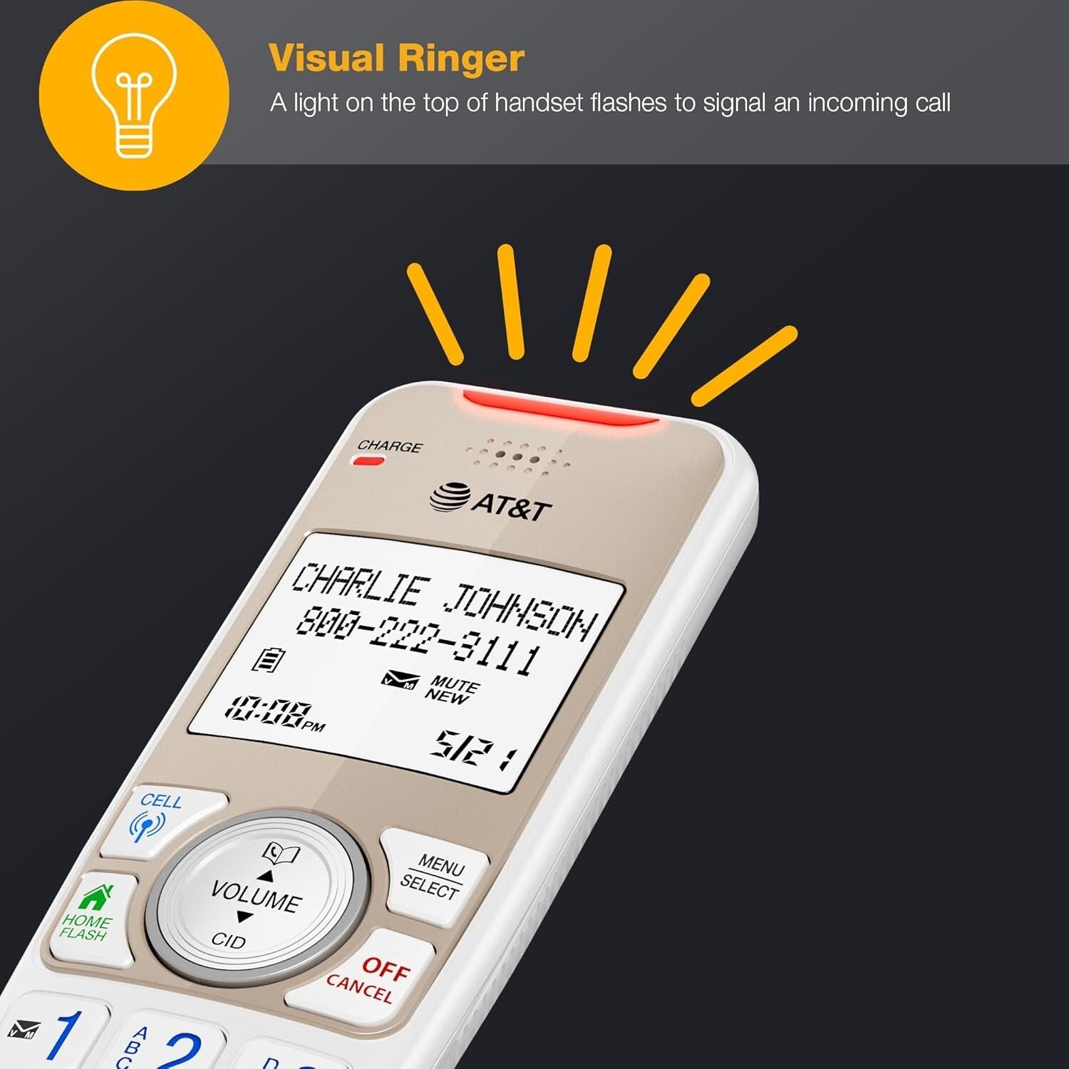 Champagne Gold/White DECT 6.0 Phone - 2 Handsets with Voice-Activated Answering