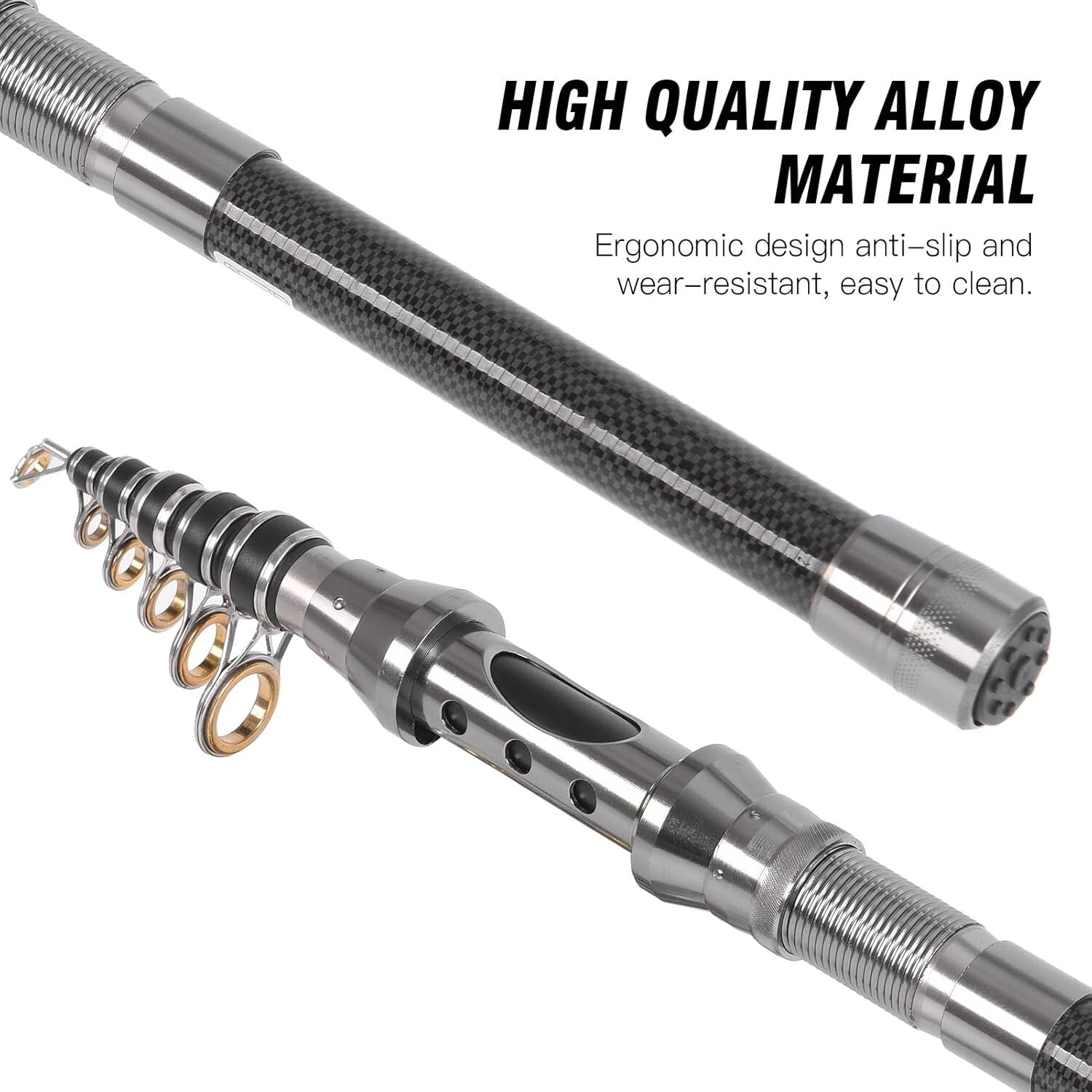 Complete 1.5m-2.4m Telescopic Fishing Rod Set with Carbon Fiber Spinning Reels