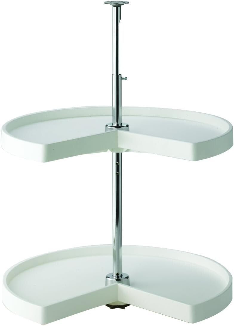 2-Shelf White Kidney-Shaped Lazy Susan - Easy Installation and Stylish Design