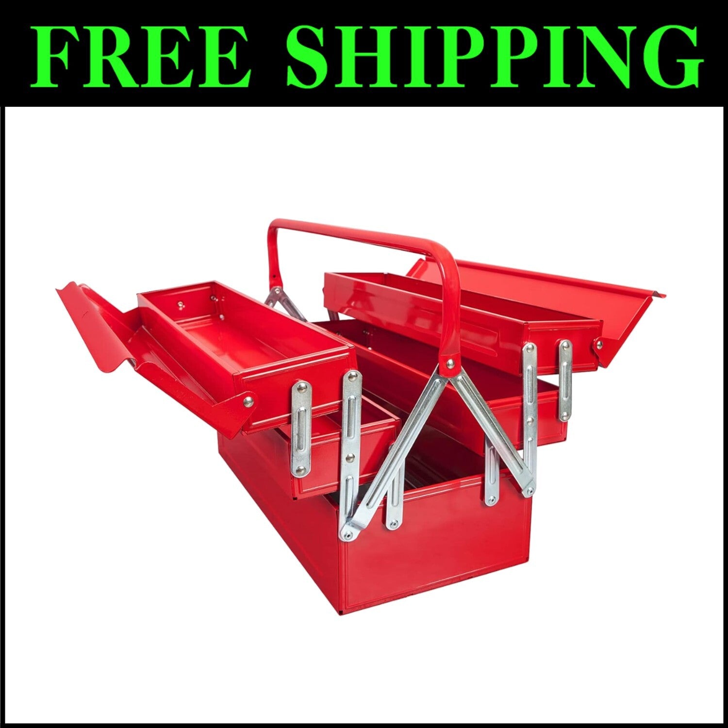 Durable 18-Inch Cantilever Toolbox - Locking Steel Organizer for DIY Projects