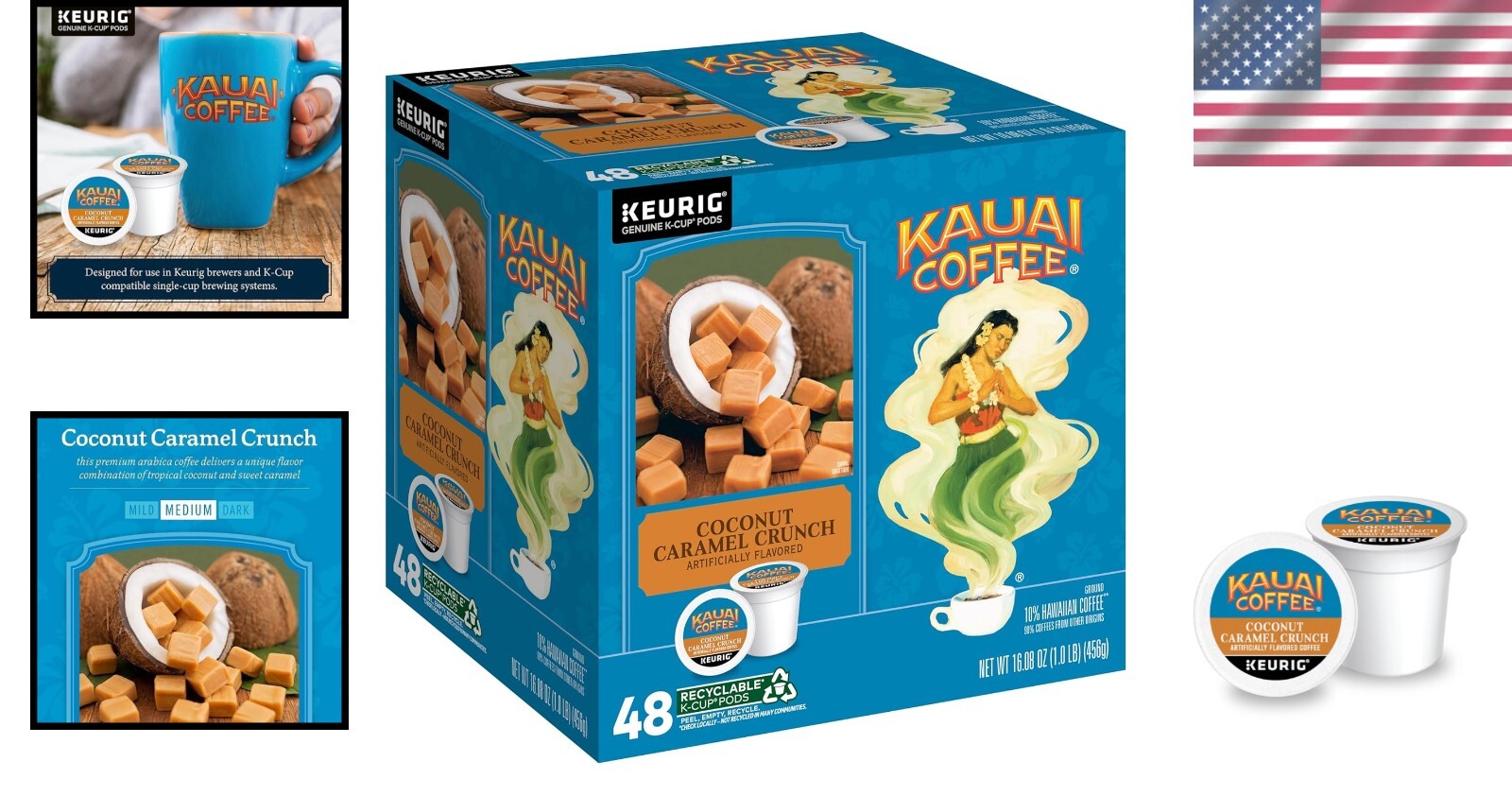 48 Count Premium K-Cup Pods Coconut Caramel Crunch - Tropical Coffee Delight