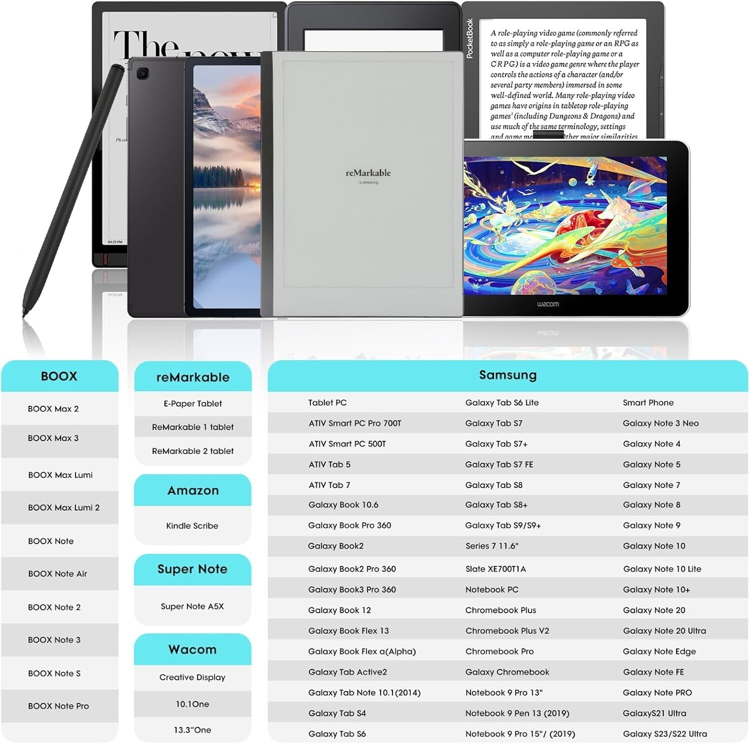Ergonomic Magnetic Stylus with Eraser for reMarkable 2 – Tilt Support Design