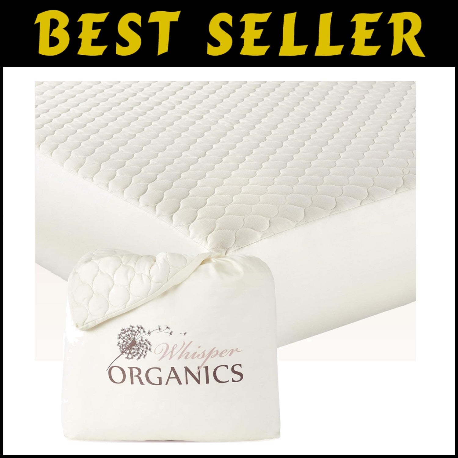 Ivory Twin Size Organic Cotton Mattress Pad - Cooling & Breathable Protector