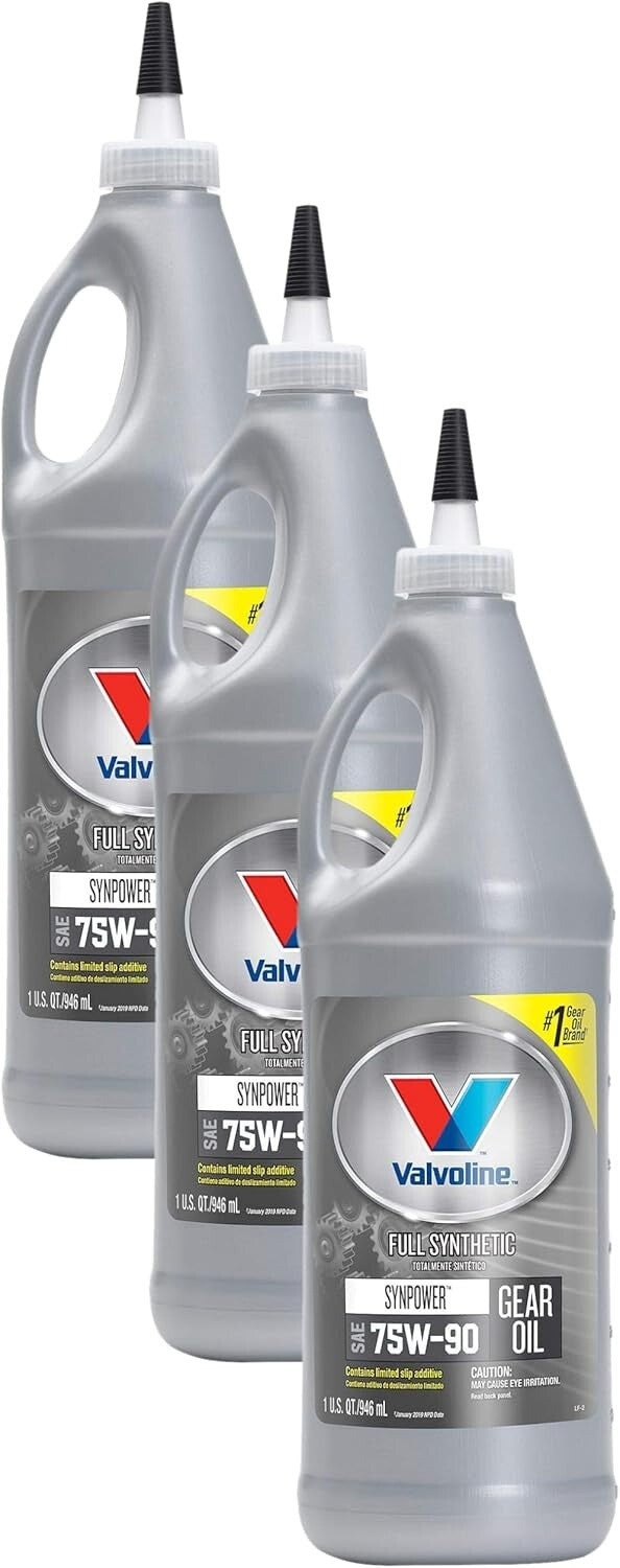 3-Pack 1 QT SAE 75W-90 Gear Oil - Ideal for Differentials & Manual Transmissions