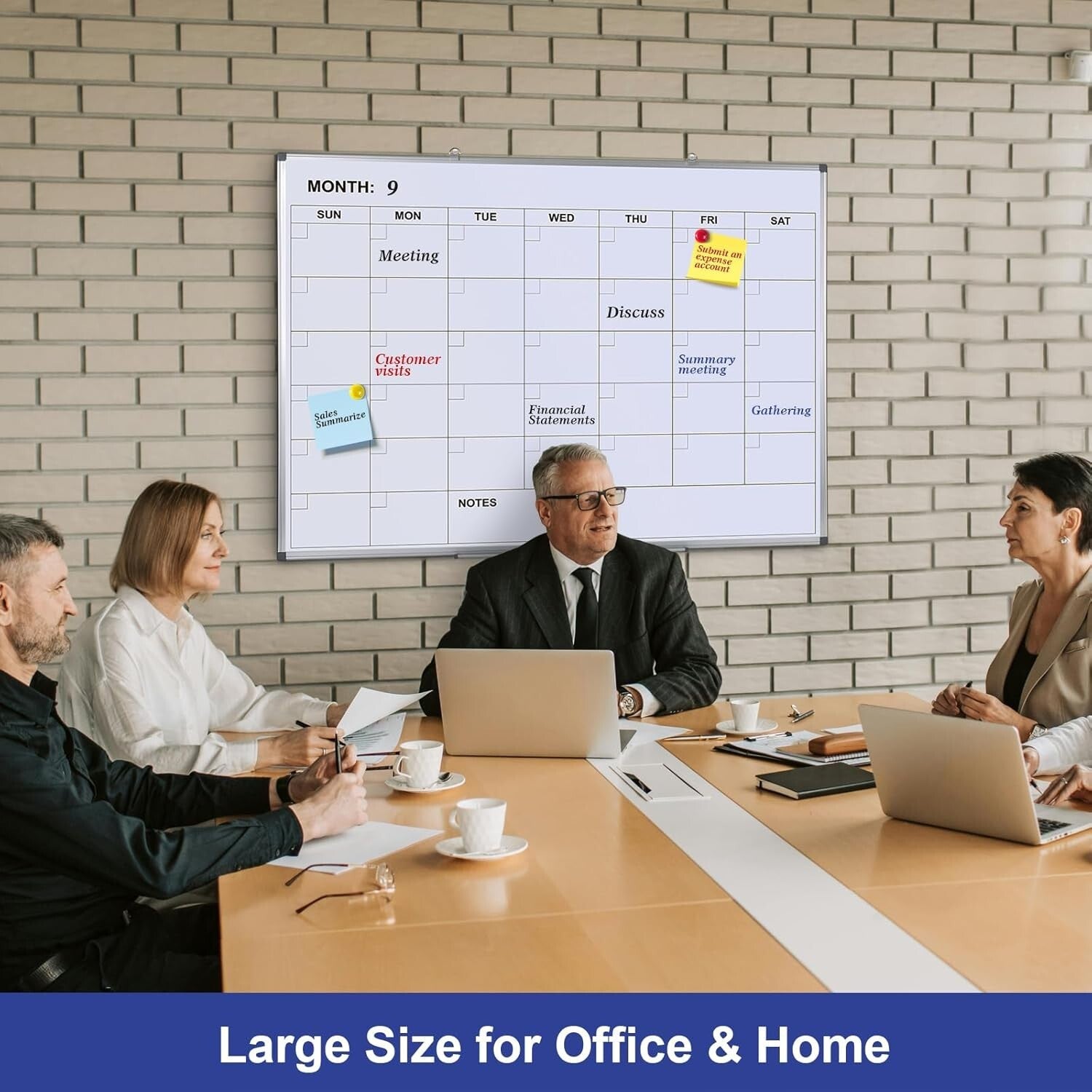 Easy Install Wall-Mounted Dry Erase Calendar - 48x36 for Efficient Planning