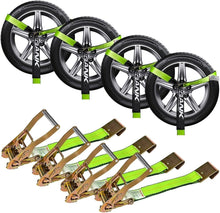 Load image into Gallery viewer, Secure Vehicle Hauling with 4PK 2" x 96" Tie Down Straps - 3300 lbs