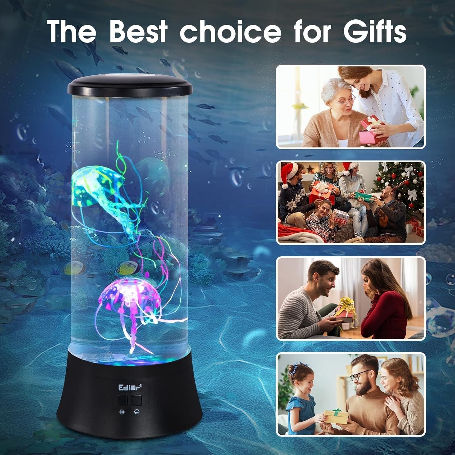 Multicolor Jellyfish Lamp - 15 Inch LED Liquid Motion for Relaxation & Fun