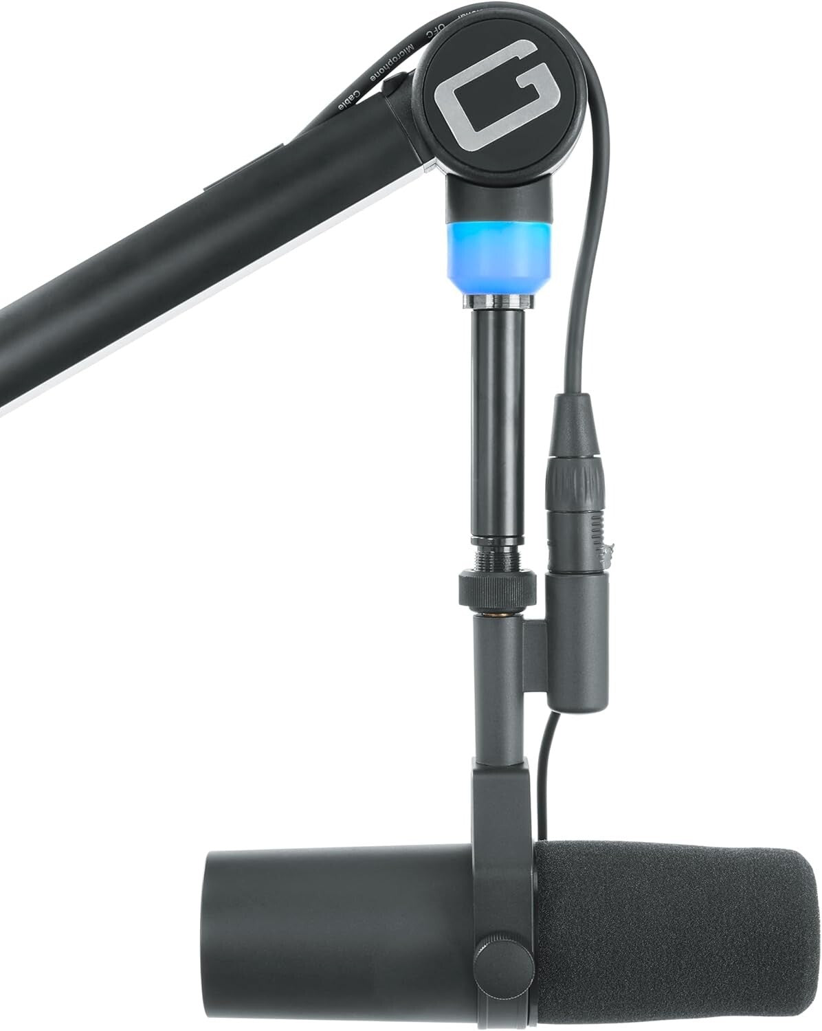 Heavy-Duty Podcast Microphone Stand with On-Air LED Light & Removable XLR Cable