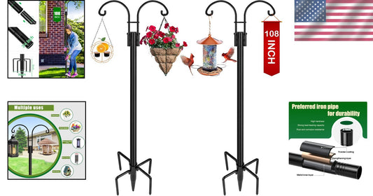 Adjustable Double Arm Garden Hooks - Versatile Support for Flower Baskets & More