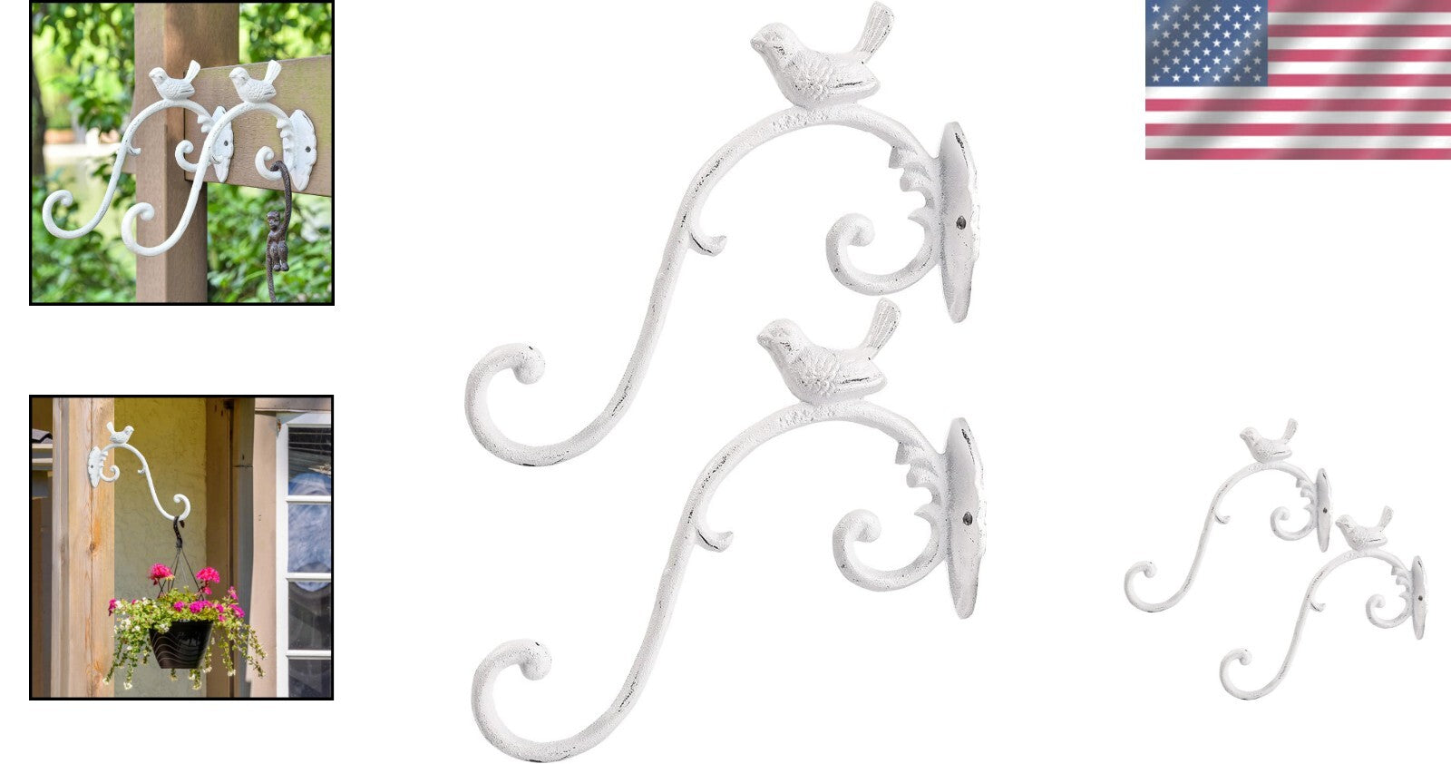 Sturdy 2PC 10-Inch Cast Iron Hanging Brackets - Ideal for Planters & Wind Chimes