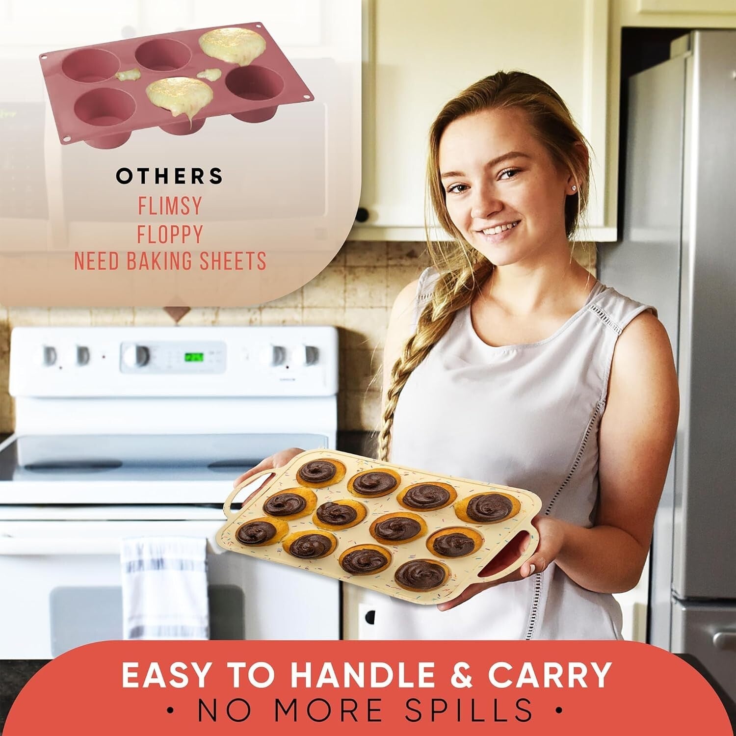 BPA-Free Silicone Mini Muffin & Cupcake Pan - 12 Cups, Oven & Dishwasher Safe
