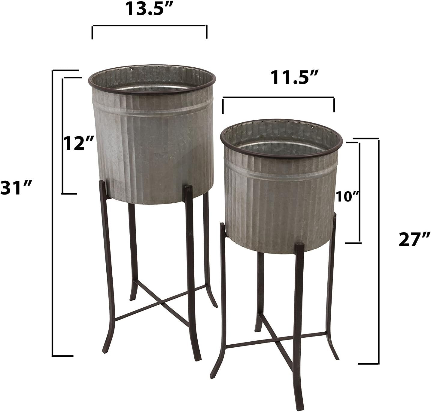 Modern Set of 2 Iron Planters with Stands - Perfect for Your Indoor Jungle