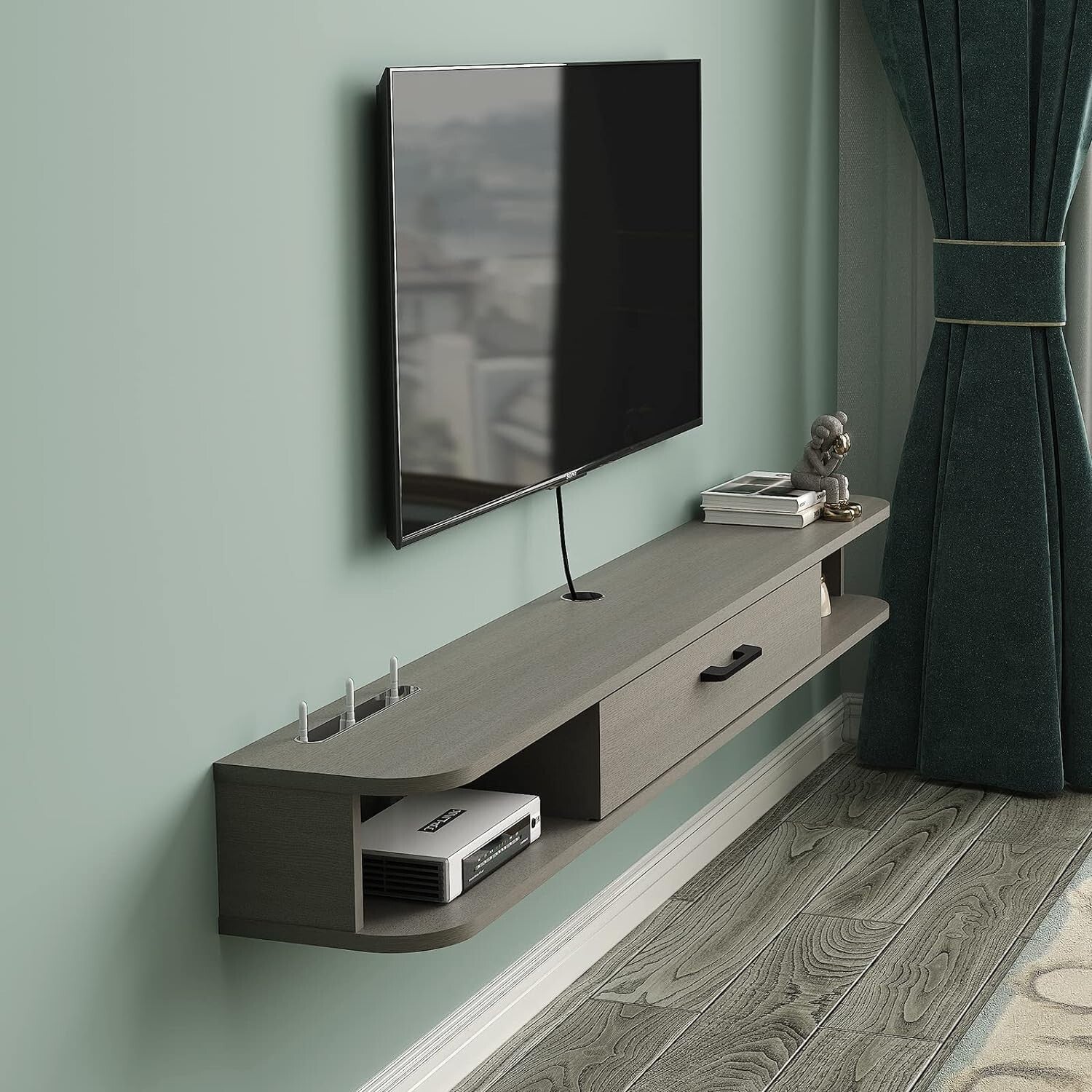Durable All-in-One Floating TV Shelf with Storage for Apartments - Modern Finish