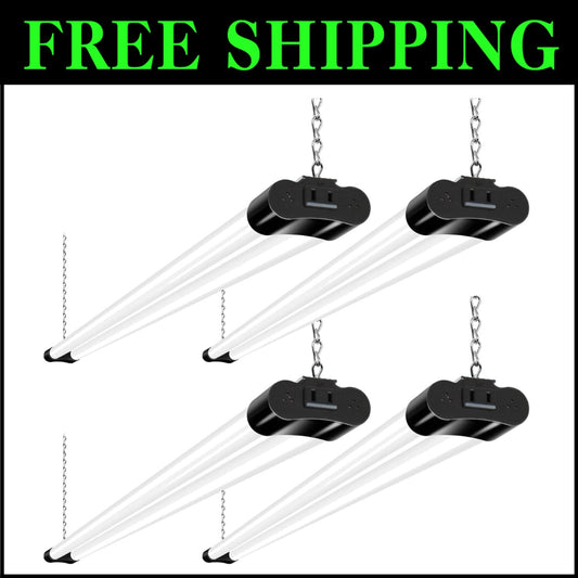 Modern 4 Pack 4FT LED Shop Light with 4400 Lumens – ETL Certified & Durable