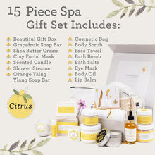 Load image into Gallery viewer, Elegant Citrus Spa Gift Basket - 15-Piece Women’s Self-Care Kit for Relaxation