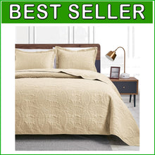 Load image into Gallery viewer, Elegant Cal King Summer Quilt Set - 3 Piece Coin Pattern for Year-Round Comfort