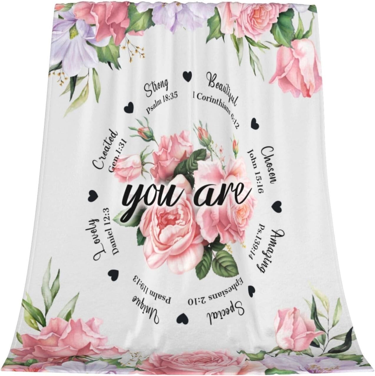 Inspirational Floral Throw Blanket 80"x60" - Perfect Christian Gift for Women