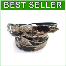 Load image into Gallery viewer, Genuine Python Hatband with Antiqued Buckle Set for Stylish Men’s Hats