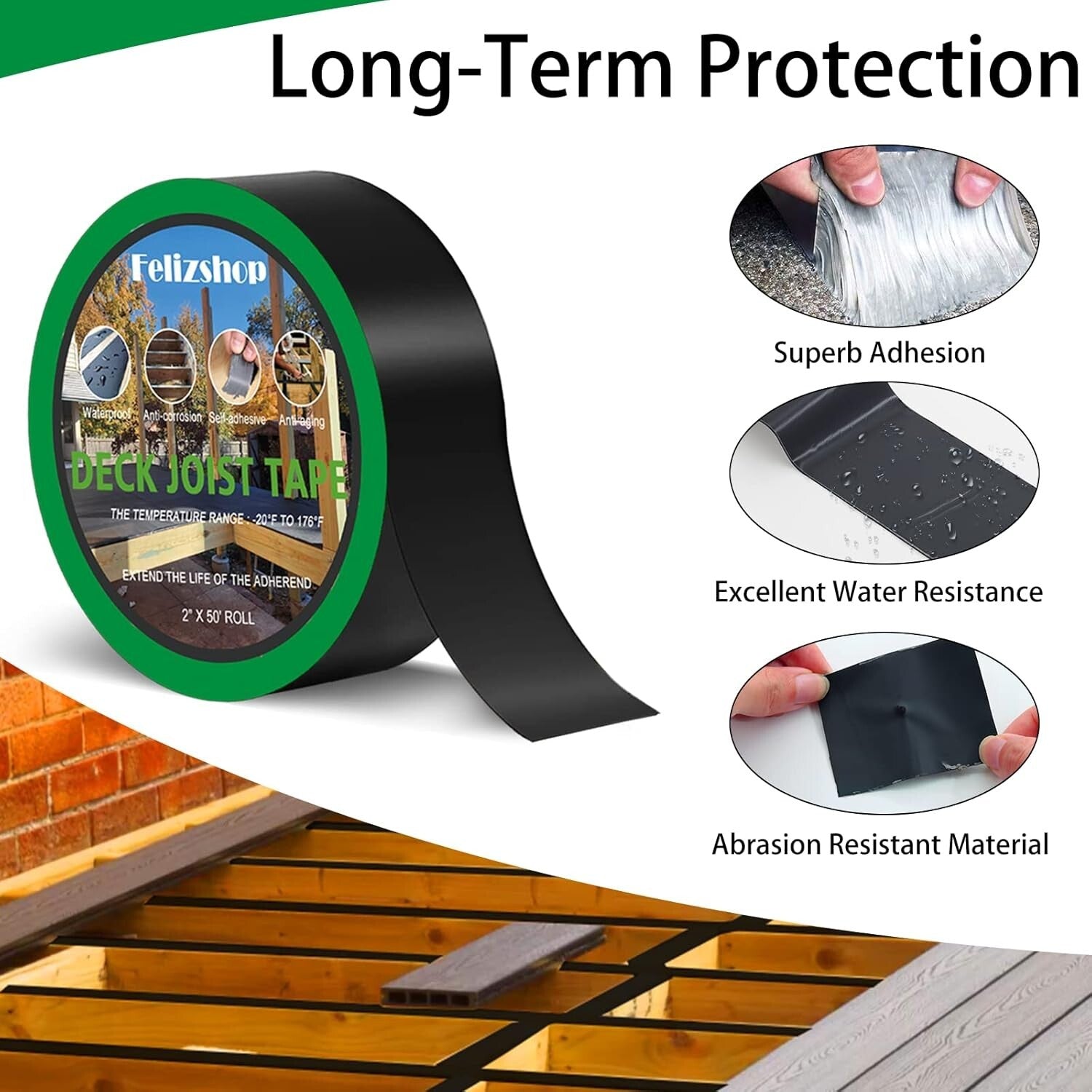 12 Rolls Butyl Deck Joist Tape - Waterproof Self-Adhesive Weather Protection