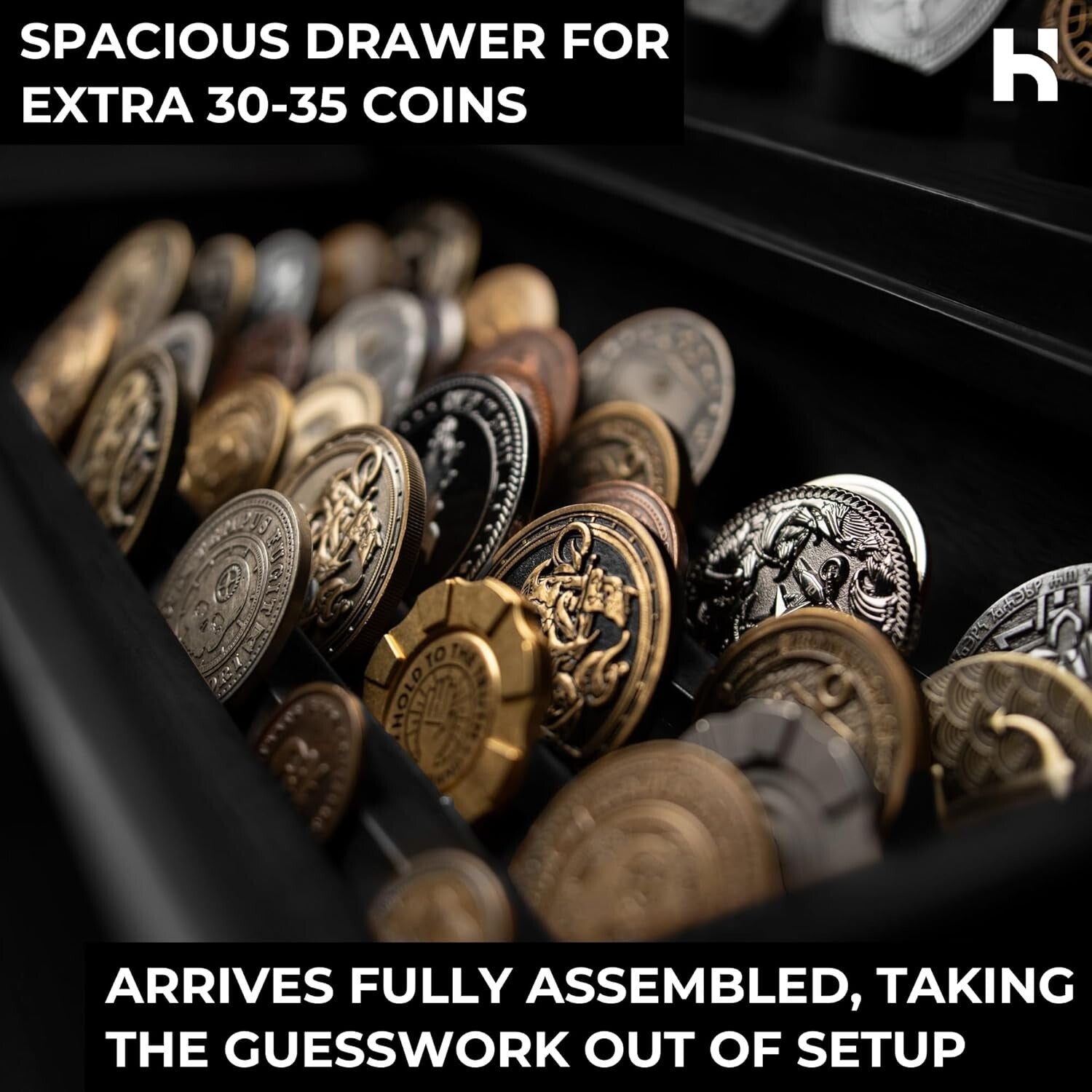 Handcrafted Challenge Coin Display Case with Drawer – Gift for Coin Enthusiasts