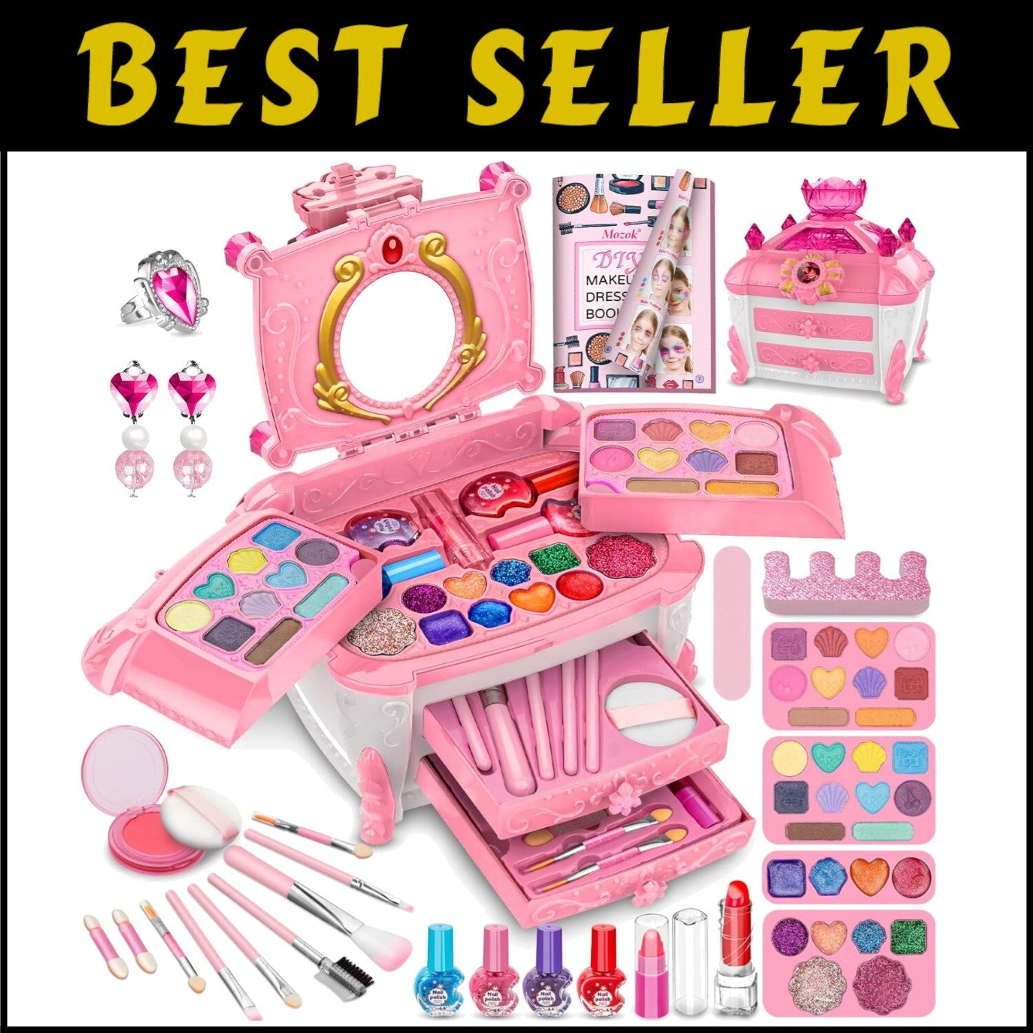 Delightful Kids Makeup Kit with Real Cosmetic Case - Washable Fun for Ages 3-12